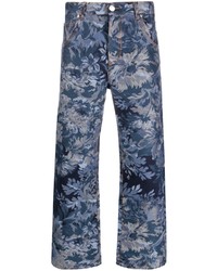 Мужские темно-синие джинсы с цветочным принтом от Etro