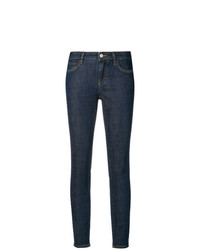 Темно-синие джинсы скинни с вышивкой от Dolce & Gabbana