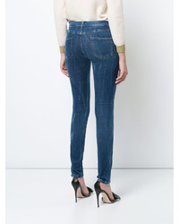 Темно-синие джинсы скинни с вышивкой от Gucci