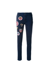 Темно-синие джинсы скинни с вышивкой от Mr & Mrs Italy