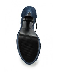 Темно-синие замшевые босоножки на каблуке от Chasse