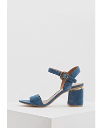 Темно-синие замшевые босоножки на каблуке от Emporio Armani