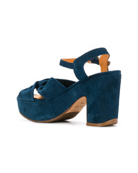 Темно-синие замшевые босоножки на каблуке от Chie Mihara