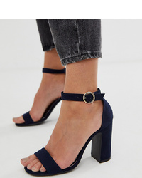 Темно-синие замшевые босоножки на каблуке от New Look