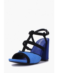 Темно-синие замшевые босоножки на каблуке от T.Taccardi