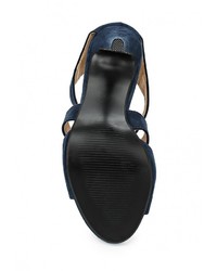 Темно-синие замшевые босоножки на каблуке от Tulipano