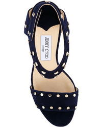 Женские темно-синие замшевые босоножки от Jimmy Choo