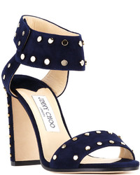 Женские темно-синие замшевые босоножки от Jimmy Choo