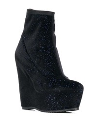 Темно-синие замшевые ботильоны на танкетке от Balmain