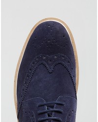 Темно-синие замшевые ботинки броги от Frank Wright