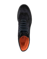 Темно-синие замшевые ботинки броги от Santoni