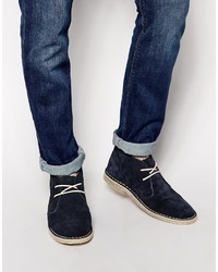 Темно-синие замшевые ботинки дезерты от Asos