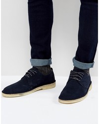 Темно-синие замшевые ботинки дезерты от Clarks