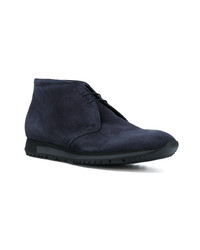 Темно-синие замшевые ботинки дезерты от Prada