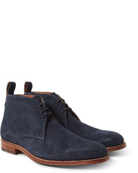 Темно-синие замшевые ботинки дезерты от Grenson