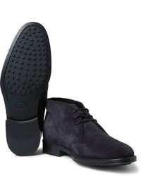 Темно-синие замшевые ботинки дезерты от Tod's