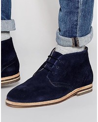 Темно-синие замшевые ботинки дезерты