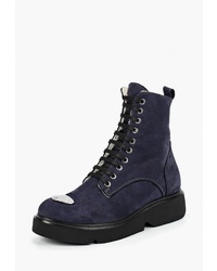 Женские темно-синие замшевые ботинки на шнуровке от Euros Style