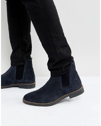 Мужские темно-синие замшевые ботинки челси от Silver Street