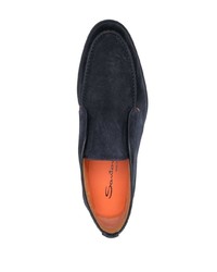 Мужские темно-синие замшевые ботинки челси от Santoni