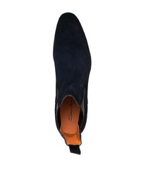 Мужские темно-синие замшевые ботинки челси от Santoni