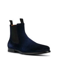 Мужские темно-синие замшевые ботинки челси от Santoni
