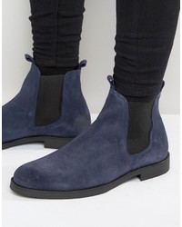 Мужские темно-синие замшевые ботинки челси от Zign Shoes