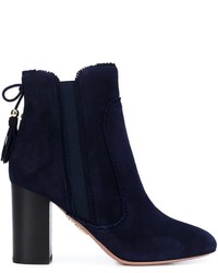 Женские темно-синие замшевые ботинки от Aquazzura