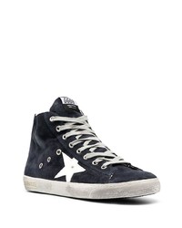 Мужские темно-синие замшевые высокие кеды от Golden Goose