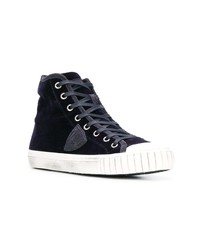 Мужские темно-синие замшевые высокие кеды от Philippe Model