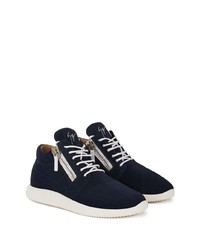 Мужские темно-синие замшевые высокие кеды от Giuseppe Zanotti