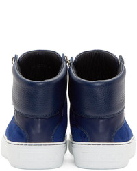 Мужские темно-синие замшевые высокие кеды от Jimmy Choo