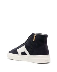 Мужские темно-синие замшевые высокие кеды от Santoni