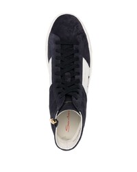 Мужские темно-синие замшевые высокие кеды от Santoni