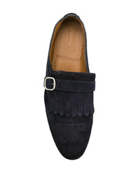 Мужские темно-синие замшевые лоферы c бахромой от Doucal's