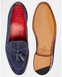 Мужские темно-синие замшевые лоферы от Grenson