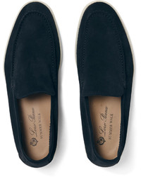 Мужские темно-синие замшевые лоферы от Loro Piana