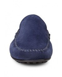 Мужские темно-синие замшевые мокасины от Ecco