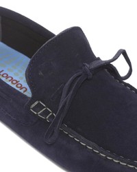 Мужские темно-синие замшевые мокасины от Base London