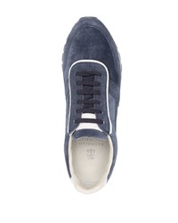 Мужские темно-синие замшевые низкие кеды от Brunello Cucinelli
