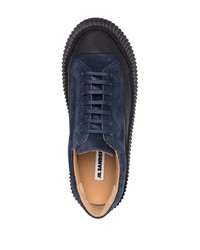 Мужские темно-синие замшевые низкие кеды от Jil Sander