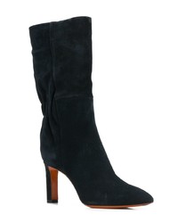 Темно-синие замшевые полусапоги от Santoni