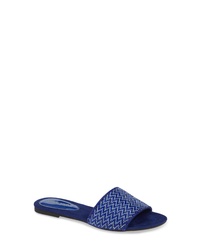 Темно-синие замшевые сандалии на плоской подошве с украшением