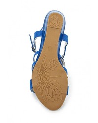 Темно-синие замшевые сандалии на плоской подошве от Mimoda