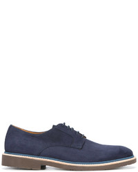 Темно-синие замшевые туфли дерби от Corneliani