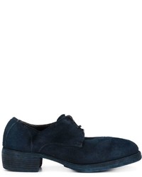 Темно-синие замшевые туфли дерби от Guidi
