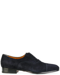 Темно-синие замшевые туфли дерби от Santoni