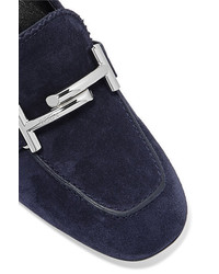 Темно-синие замшевые туфли с украшением от Tod's