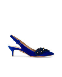 Темно-синие замшевые туфли с цветочным принтом