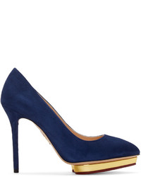 Темно-синие замшевые туфли от Charlotte Olympia